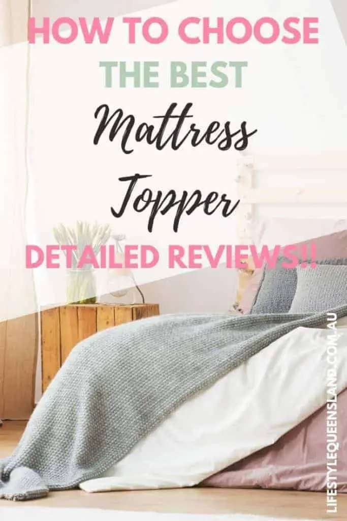 A Pinterest image of a bed with the best cooling mattress topper 
